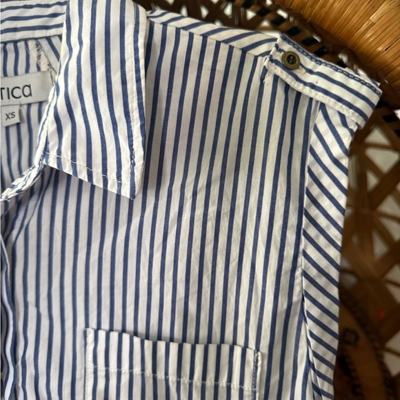Etica Blue and White Striped Button Down Shirt - Picture 2 of 11